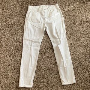 White Button-Fly Skinny Jeans